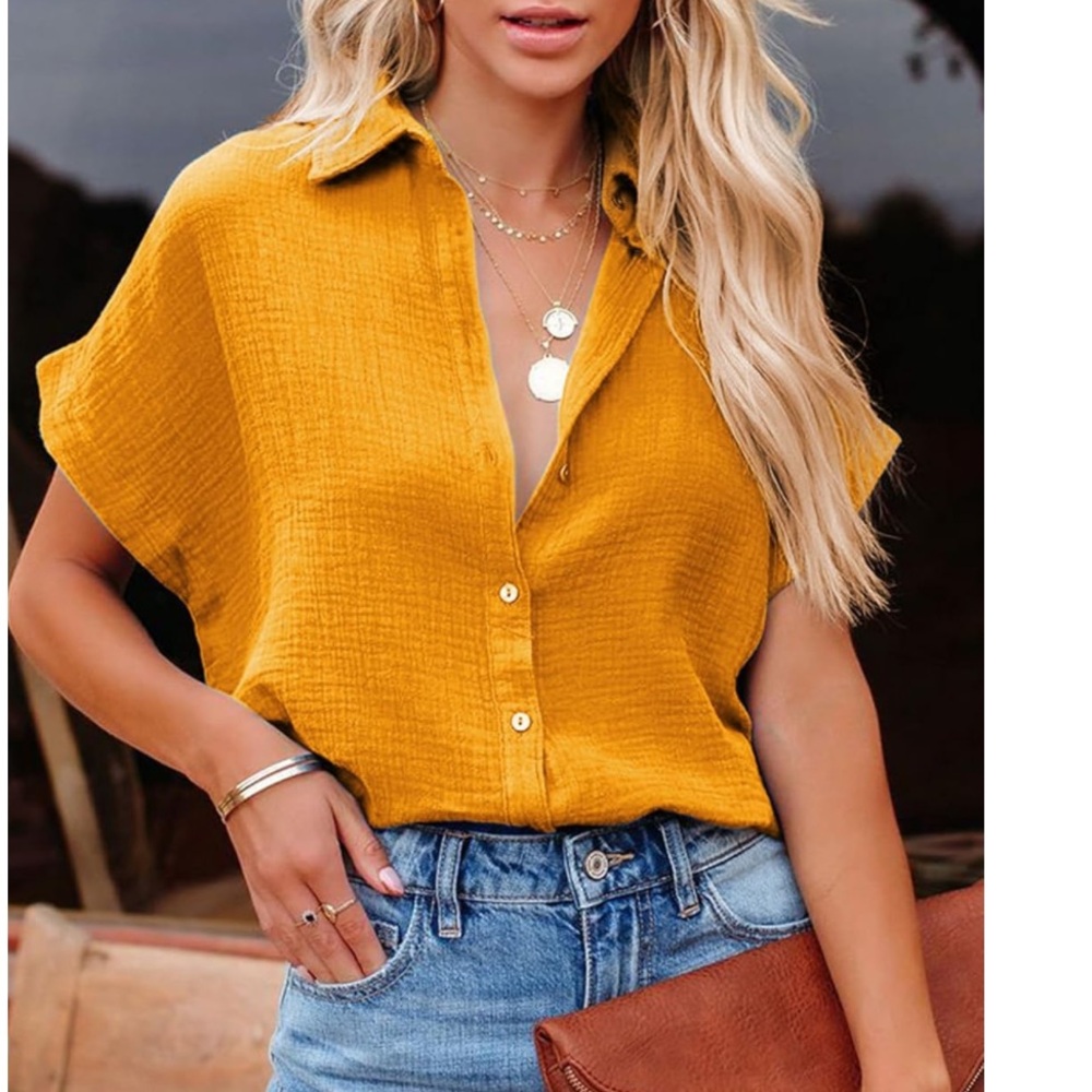 Cotton gauze button down blouse